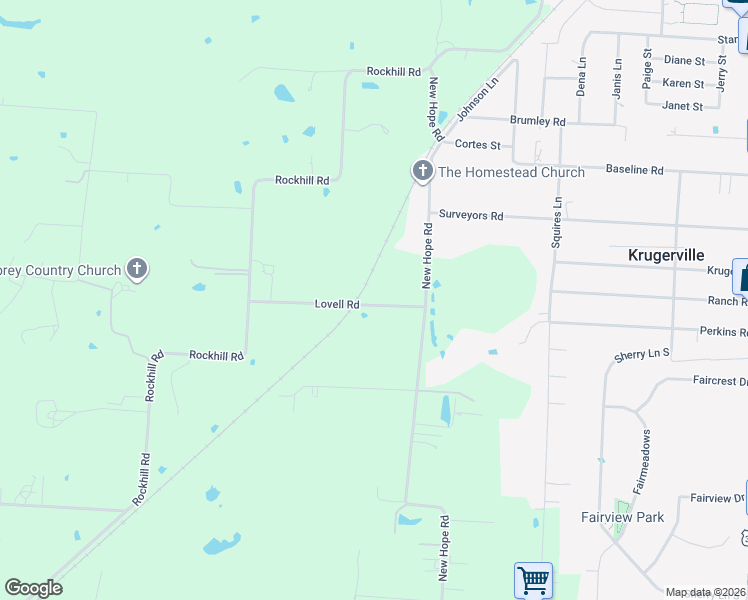 map of restaurants, bars, coffee shops, grocery stores, and more near 7425 Lovell Road in Aubrey