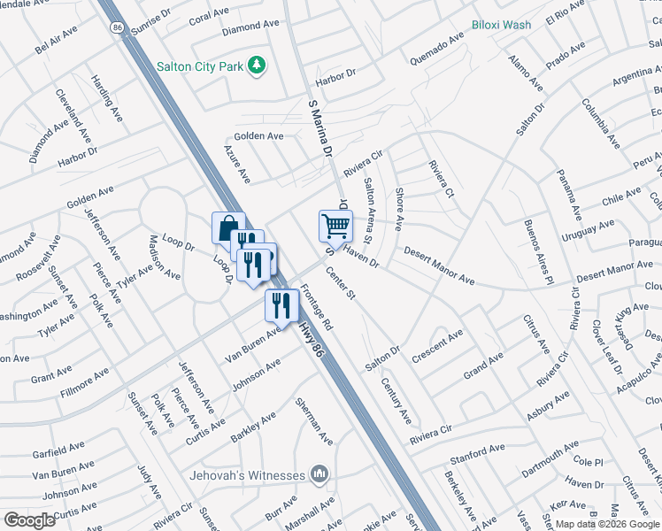 map of restaurants, bars, coffee shops, grocery stores, and more near 2096 Center Street in Thermal