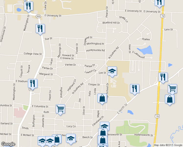 map of restaurants, bars, coffee shops, grocery stores, and more near 1017 Lawton Circle in Magnolia