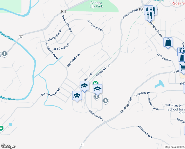 map of restaurants, bars, coffee shops, grocery stores, and more near 571 Bentmoor Drive in Helena
