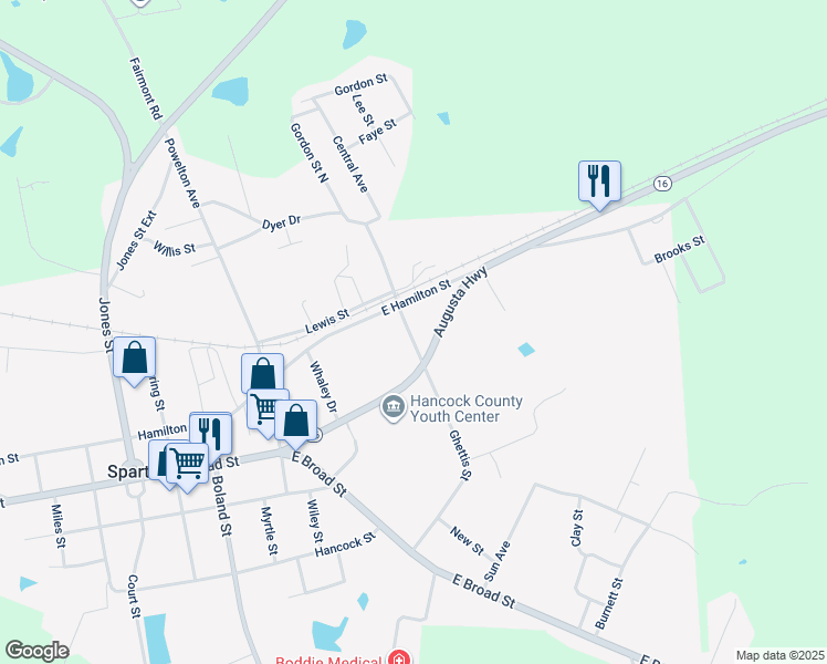 map of restaurants, bars, coffee shops, grocery stores, and more near 500-510 Walker Street in Sparta