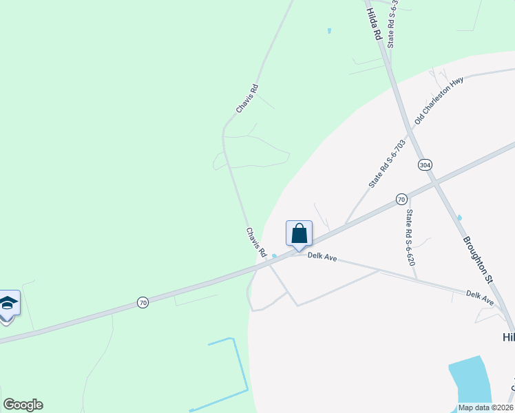 map of restaurants, bars, coffee shops, grocery stores, and more near 400 Chavis Road in Blackville