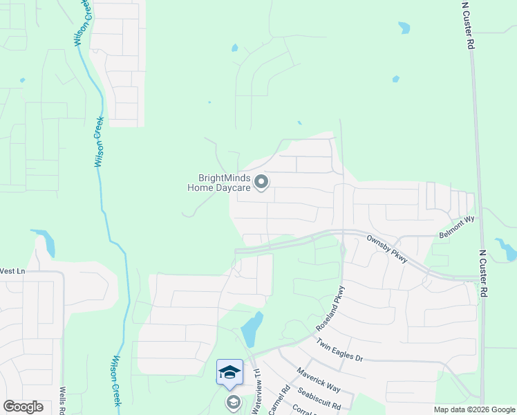 map of restaurants, bars, coffee shops, grocery stores, and more near 2509 Preakness Place in McKinney