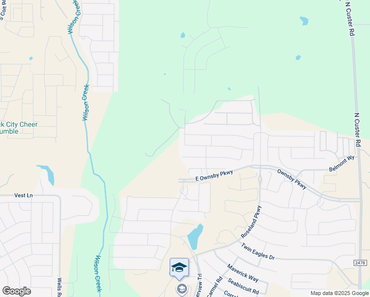 map of restaurants, bars, coffee shops, grocery stores, and more near 2415 Preakness Place in McKinney