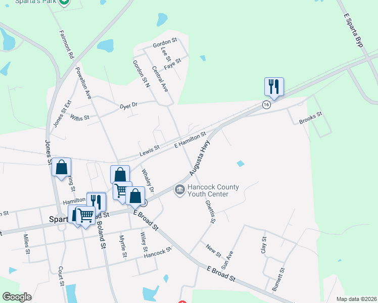 map of restaurants, bars, coffee shops, grocery stores, and more near 500-510 Walker Street in Sparta