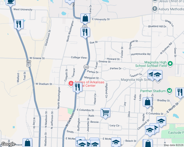 map of restaurants, bars, coffee shops, grocery stores, and more near 1419 Lacari in Magnolia
