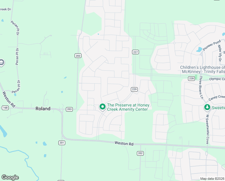 map of restaurants, bars, coffee shops, grocery stores, and more near County Road 227 in McKinney
