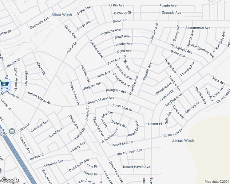 map of restaurants, bars, coffee shops, grocery stores, and more near 1021 Paraguay Avenue in Thermal