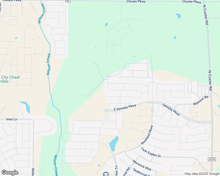 map of restaurants, bars, coffee shops, grocery stores, and more near 2415 Preakness Place in McKinney