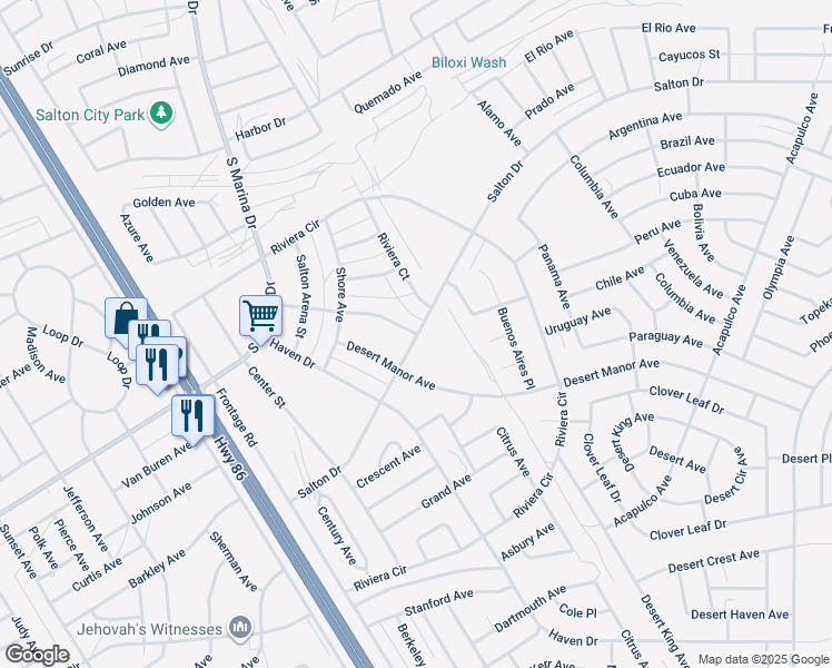 map of restaurants, bars, coffee shops, grocery stores, and more near 1151 Desert Kist Avenue in Thermal