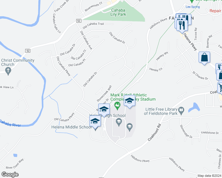 map of restaurants, bars, coffee shops, grocery stores, and more near 213 Stonecreek Way in Helena