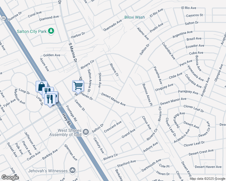 map of restaurants, bars, coffee shops, grocery stores, and more near 1151 Desert Kist Avenue in Thermal