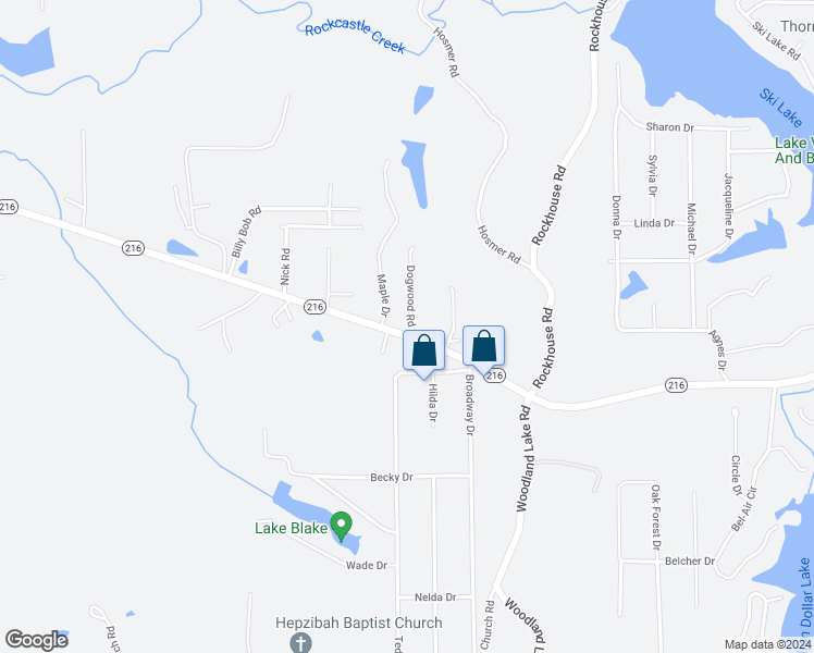 map of restaurants, bars, coffee shops, grocery stores, and more near 20644 Alabama 216 in McCalla