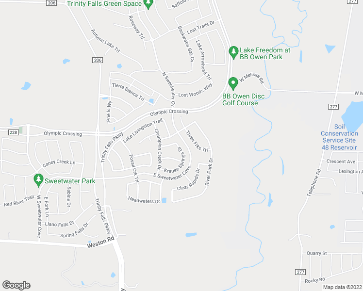 map of restaurants, bars, coffee shops, grocery stores, and more near 7932 Krause Springs Drive in McKinney