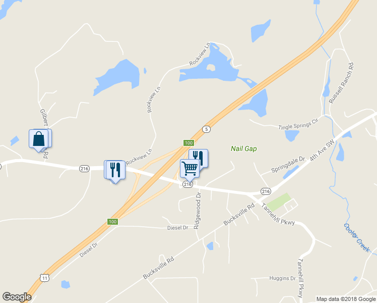 map of restaurants, bars, coffee shops, grocery stores, and more near Alabama 216 in McCalla
