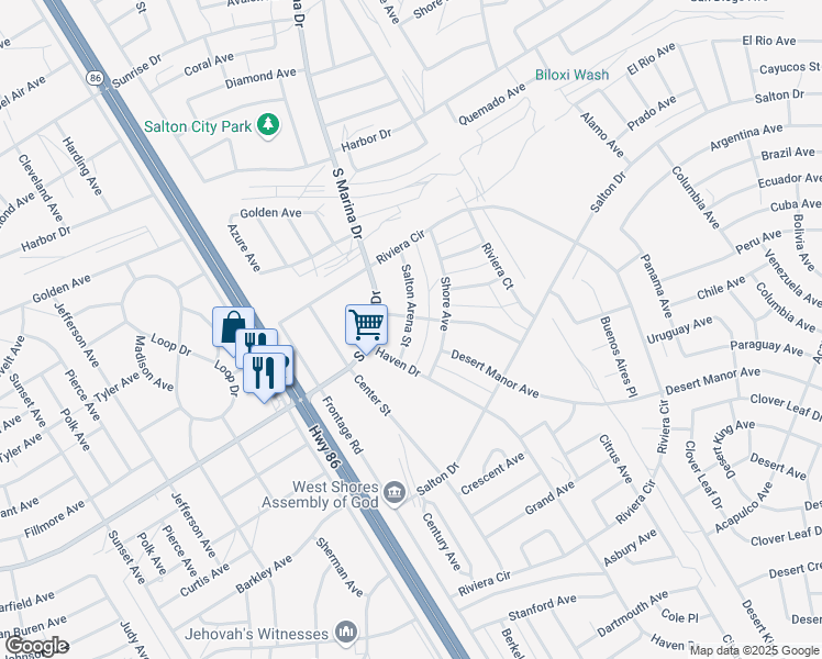 map of restaurants, bars, coffee shops, grocery stores, and more near 2120 Salton Arena Street in Thermal