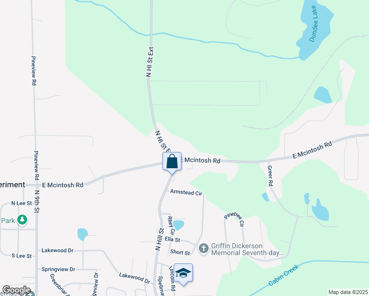 map of restaurants, bars, coffee shops, grocery stores, and more near 709 East Mcintosh Road in Griffin