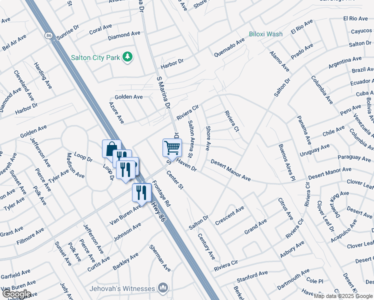 map of restaurants, bars, coffee shops, grocery stores, and more near 2121 Salton Arena Street in Thermal
