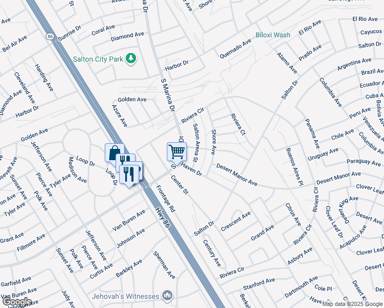 map of restaurants, bars, coffee shops, grocery stores, and more near 2121 Salton Arena Street in Thermal