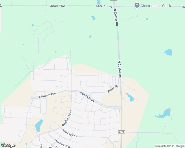 map of restaurants, bars, coffee shops, grocery stores, and more near 3036 Bold Ruler Road in Celina