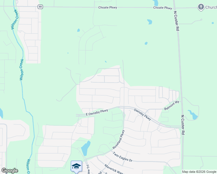 map of restaurants, bars, coffee shops, grocery stores, and more near 2700 War Admiral Street in McKinney