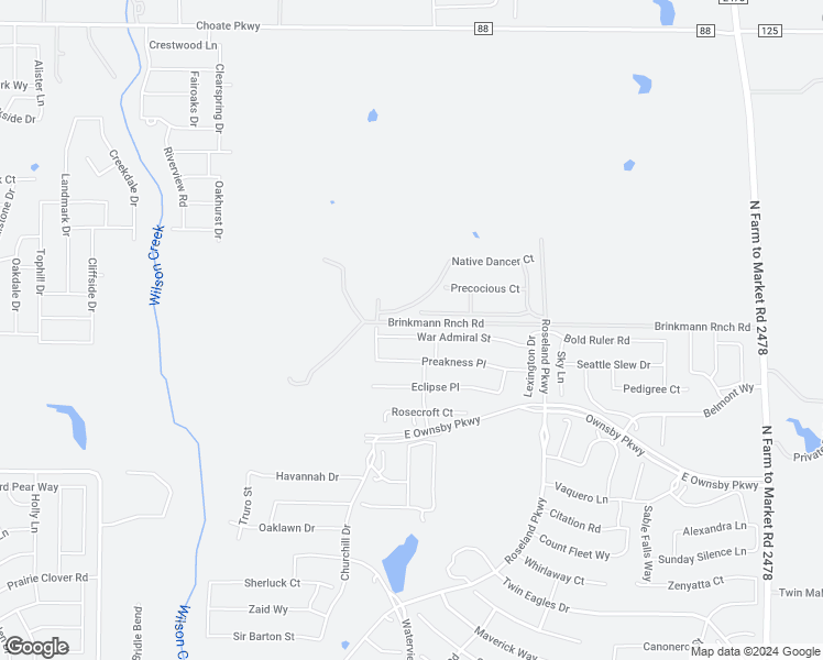 map of restaurants, bars, coffee shops, grocery stores, and more near 2510 War Admiral Street in McKinney