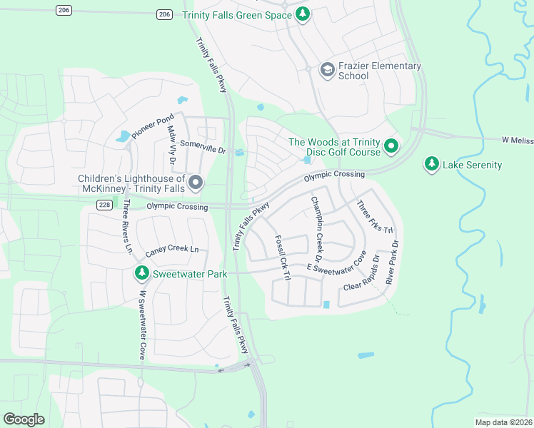 map of restaurants, bars, coffee shops, grocery stores, and more near 7932 Fossil Creek Trail in McKinney
