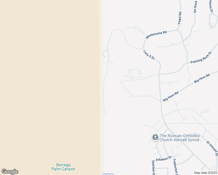 map of restaurants, bars, coffee shops, grocery stores, and more near 302 Bartizon Drive in Borrego Springs