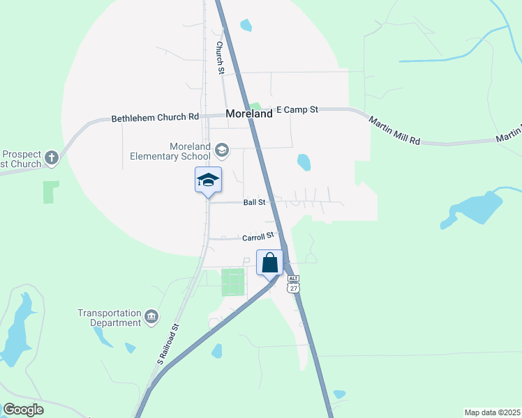 map of restaurants, bars, coffee shops, grocery stores, and more near 3102 U.S. 29 in Moreland