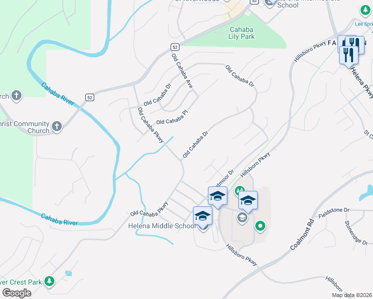 map of restaurants, bars, coffee shops, grocery stores, and more near 966 Old Cahaba Drive in Helena