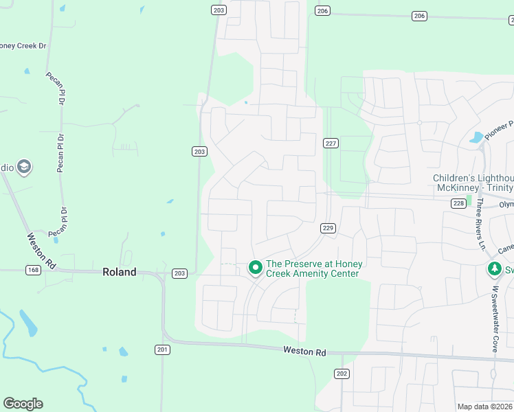 map of restaurants, bars, coffee shops, grocery stores, and more near County Road 227 in McKinney