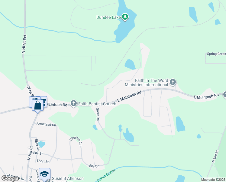 map of restaurants, bars, coffee shops, grocery stores, and more near 100 Henry Burch Drive in Griffin