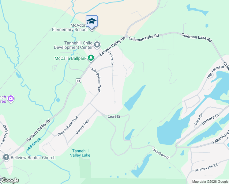 map of restaurants, bars, coffee shops, grocery stores, and more near 7545 Lu Pre Drive in McCalla