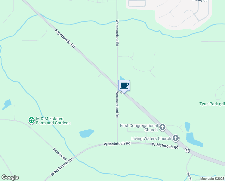 map of restaurants, bars, coffee shops, grocery stores, and more near 239 Westmoreland Road in Griffin
