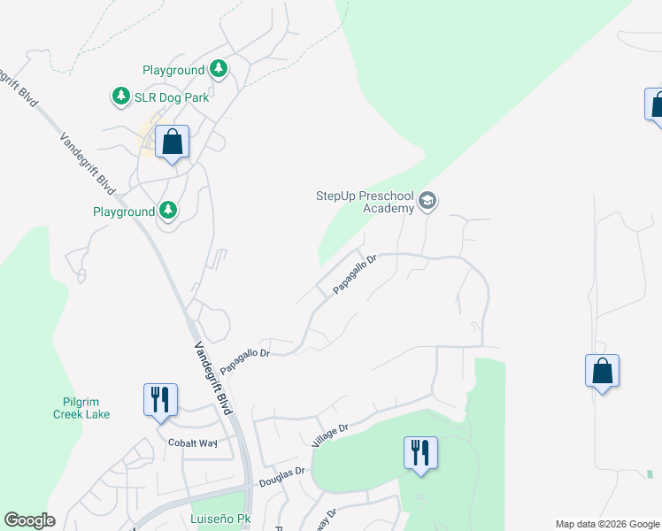 map of restaurants, bars, coffee shops, grocery stores, and more near 5498 Alexandrine Court in Oceanside