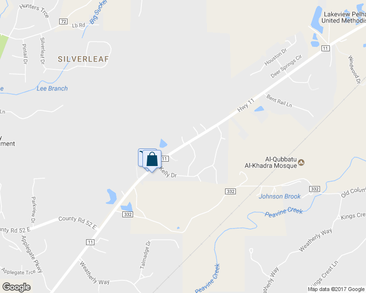 map of restaurants, bars, coffee shops, grocery stores, and more near 3890 Highway 11 in Pelham