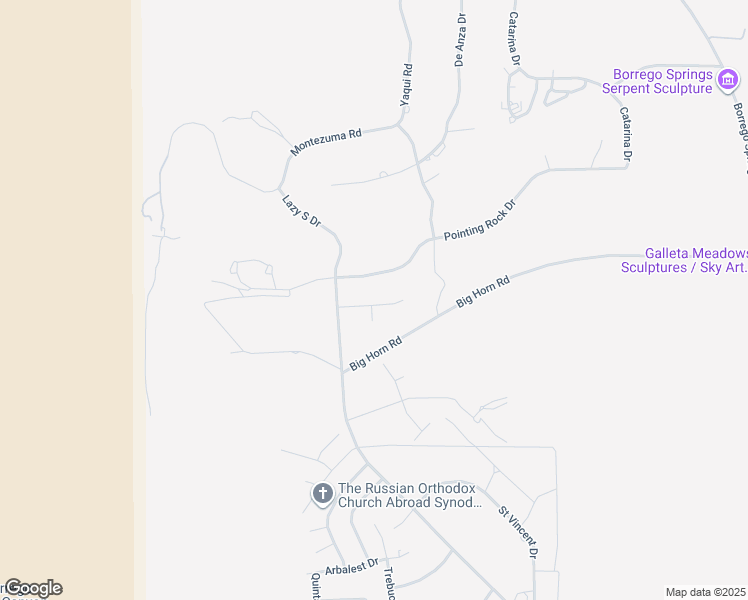 map of restaurants, bars, coffee shops, grocery stores, and more near 354 Wranglers Drive in Borrego Springs