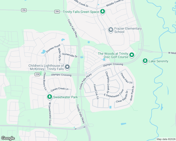 map of restaurants, bars, coffee shops, grocery stores, and more near 7932 Fossil Creek Trail in McKinney