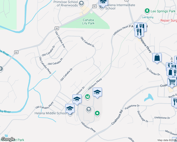map of restaurants, bars, coffee shops, grocery stores, and more near 252 Bentmoor Lane in Helena