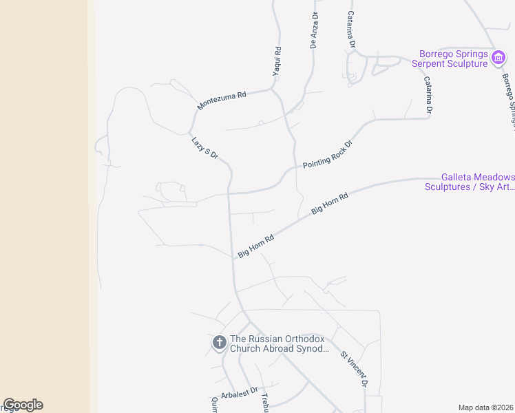 map of restaurants, bars, coffee shops, grocery stores, and more near 354 Wranglers Drive in Borrego Springs