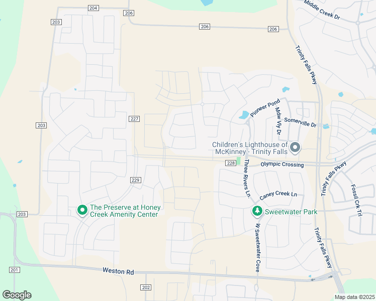map of restaurants, bars, coffee shops, grocery stores, and more near County Road 228 in McKinney