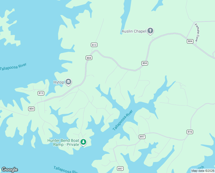 map of restaurants, bars, coffee shops, grocery stores, and more near 197 River Birch Road in Wedowee