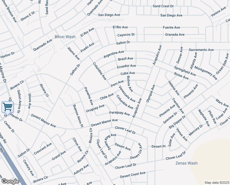 map of restaurants, bars, coffee shops, grocery stores, and more near Columbia Avenue in Salton City