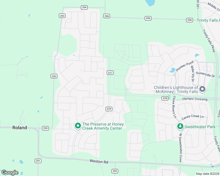 map of restaurants, bars, coffee shops, grocery stores, and more near 5031 County Road 227 in McKinney