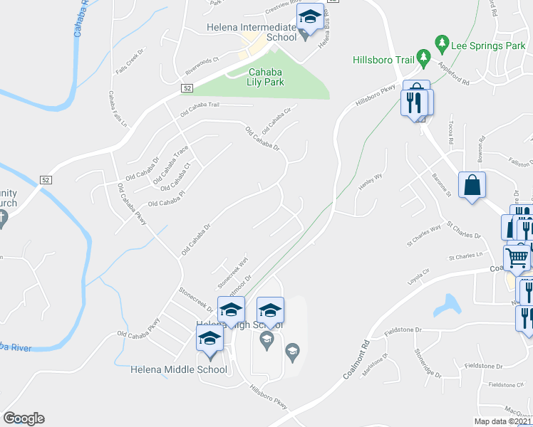 map of restaurants, bars, coffee shops, grocery stores, and more near 244 Bentmoor Lane in Helena