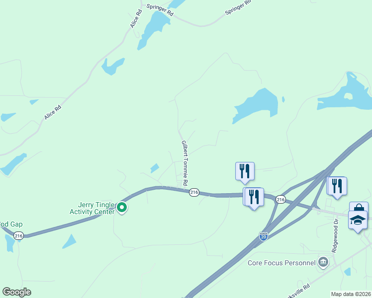 map of restaurants, bars, coffee shops, grocery stores, and more near 13246 Gilbert Tommie Road in McCalla