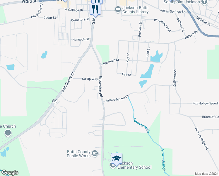 map of restaurants, bars, coffee shops, grocery stores, and more near 469 Brownlee Road in Jackson