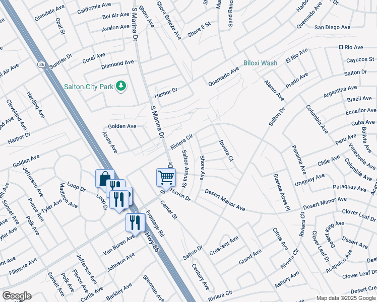 map of restaurants, bars, coffee shops, grocery stores, and more near 2142 Salton Arena Street in Thermal
