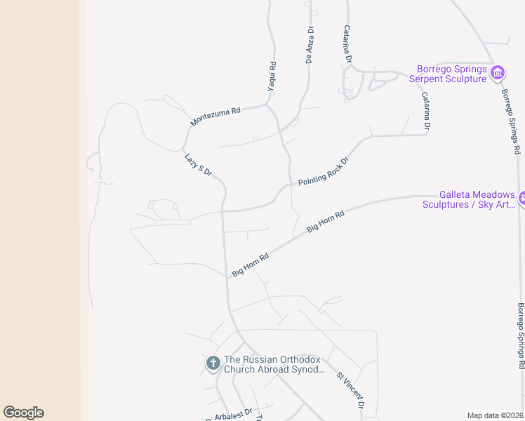 map of restaurants, bars, coffee shops, grocery stores, and more near 349 Pointing Rock Drive in Borrego Springs