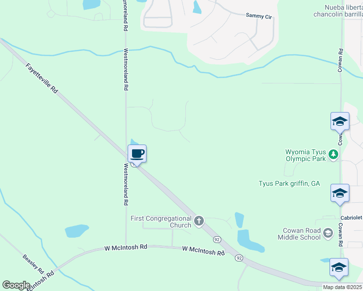 map of restaurants, bars, coffee shops, grocery stores, and more near 30 Marian Circle in Griffin
